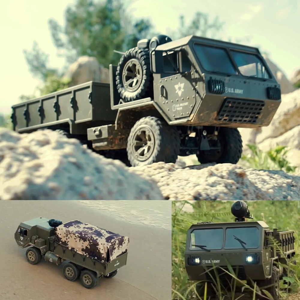 

RC Trucks Remote Control Toys Six-drive military card metal DIY modified model car 2.4G ABS/alloy army green kids children toy