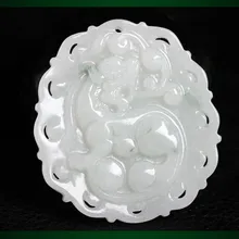 Жадеит Джейд Товары волна цветок выдалбливать Fortune чтобы отогнать неудачу в мифической диких животных Jade кулон с сертификат