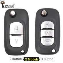 KEYECU 1x/2x para Renault Fluence Clio Megane Kangoo Modus Virar Folding 2/3 Botão Remoto Chave Do Carro tampa do caso Shell Fob