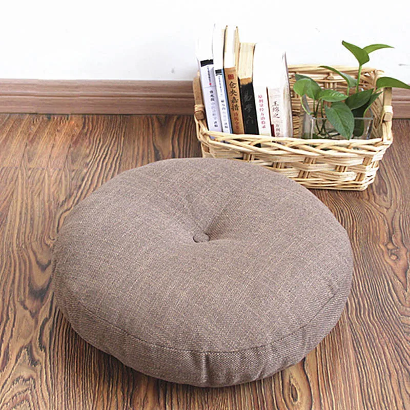 L126-KAYIYO Round Cotton&Linen Meditation Cushion Chair Pillow Yoga Cushion Bay Window Cushion Gray High Quality (3)