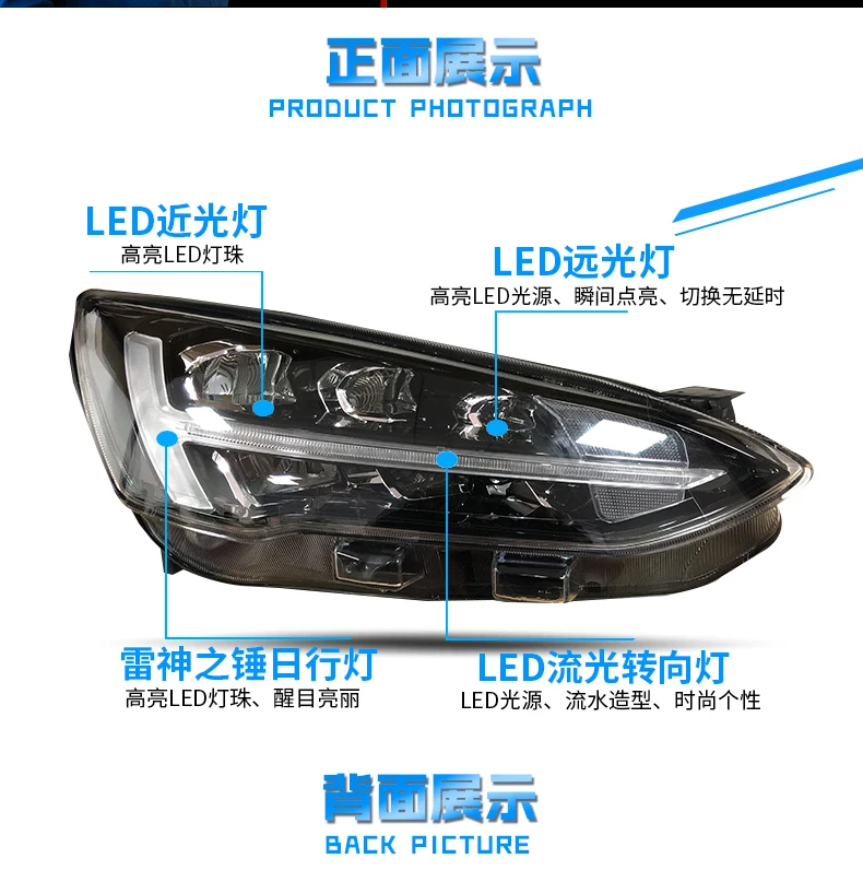 Автомобильный Стайлинг для Ford Focus головной светильник s все светодиодный головной светильник дневной ходовой светильник DRL Bi-светодиодный объектив