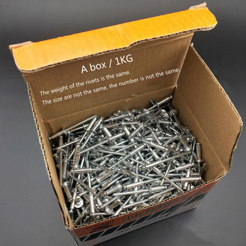 

Hot selling 1KG/box M3.2/M4/M5 Aluminum Blind Rivet Round Head Rivets Nail Decoration Pop Rivets