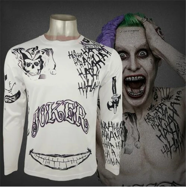 

Suicide Squad Shirt Harley Quinn Joker Deadshot T shirt Tattoo Printing Men Long Sleeve shirt Batman Cosplay Top