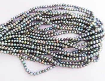

Wholesale - AAA black 4MM ( 12 strands / set) Potato Pearl BEADS 15 "L 100% pearl