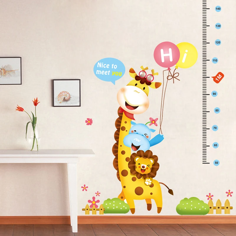 Cartoon Giraffe Mesurer Stickers muraux pour enfants Toise Règle Stickers Nursery Home Décor bricolage Art Decal 