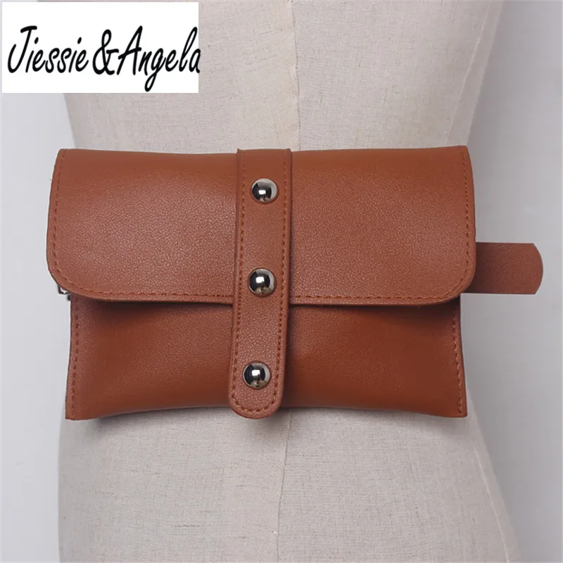 Jiessie & Angela Fashion Leather Women Belt Bag Brand Designer Women Waist Bag Hand Free Bags ...