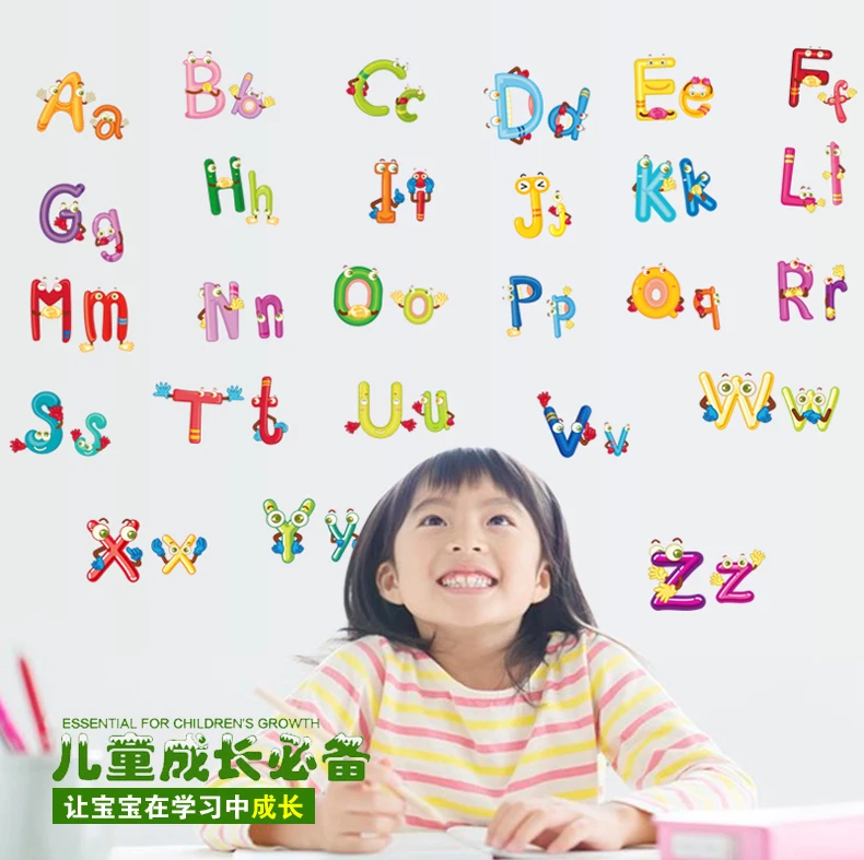 Lettres алфавитные наклейки грандиозная графитовая Chambre Dɾnfants Mur Новая модная
