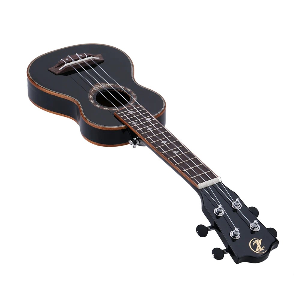 Лидер продаж! Высокое качество 2" сопрано Гавайские гитары укулеле Изысканный 4 Strings ель Ukelele ультратонкие специальный черный Цвет нежный Дизайн
