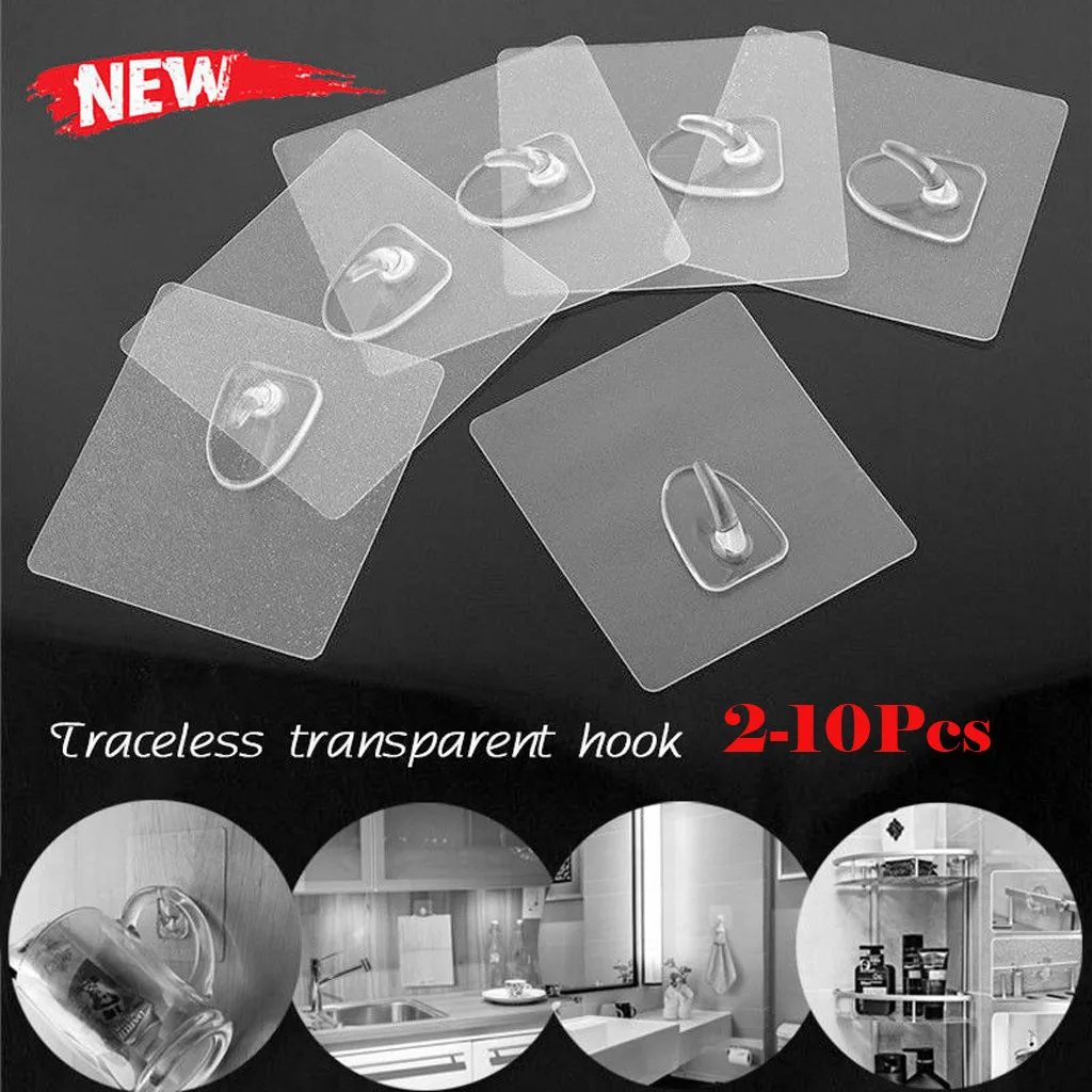 

Anti-skid Hooks Reusable Transparent Traceless Wall Hanging Hooks 2-10pcs Non-slip Seamless Wall Hook Home Storage FD7