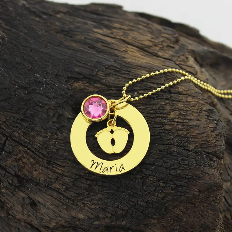 Baby-Feet-Necklace-With-gGold-Color-Personalized-Mother-Necklace-Name-and-Date-Tag-New-Mom