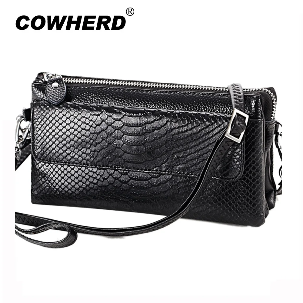 Женский клатч из натуральной коровьей кожи со змеиным принтом|fashion handbag|handbags