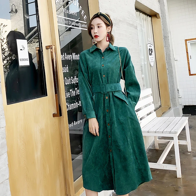 Green corduroy dress Clearance