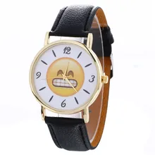 relogio feminino clock Neutral Cute Expression Fashion Leather gift Quartz Wrist Watch dress free shipping women watches