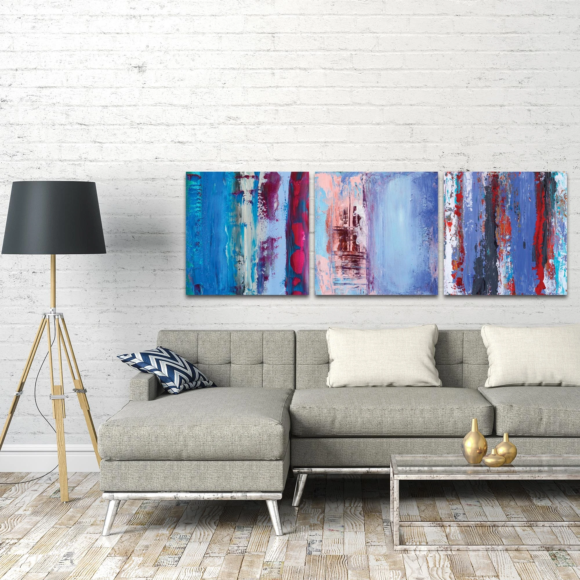 Urban Triptych 1 Large by Celeste Reiter - Abstract Wall Art on Metal (1)