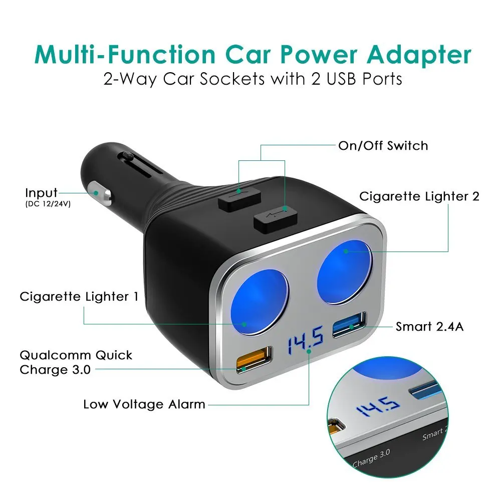 Nulaxy автомобиля Зарядное устройство Quick Charge 3 0 двойной QC зарядных порта USB для с
