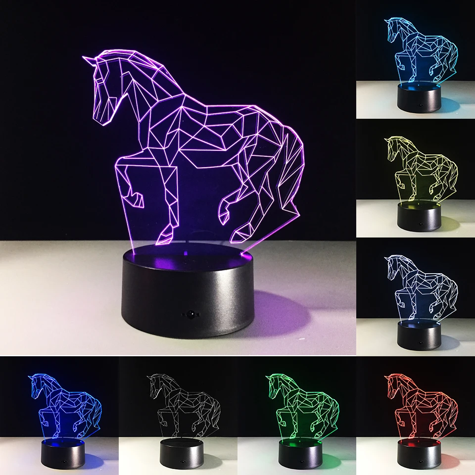 Chaohui животное кавайный Единорог 3D светодиодный светильник ночник USB лампа
