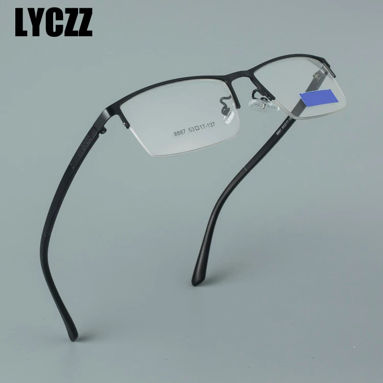 

LYCZZ New Alloy Half Glasses Frame Big Face Fashion Mirror Eyewears For Mens Optical Prescription Eyeglasses Frame Clear Glasses