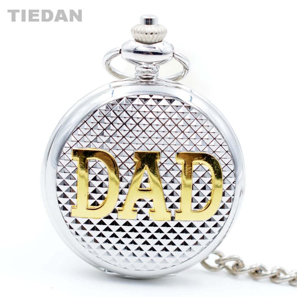 TIEDAN Best Gift for Father's Day Fashion Gold DAD Design Silver Retro