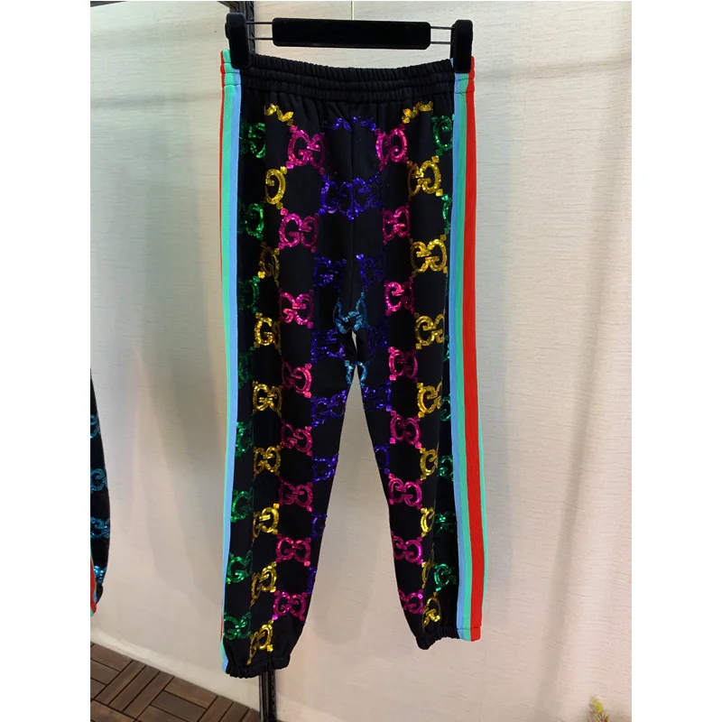

Fashion color embroidery sequins casual women sports trousers fashion trousers