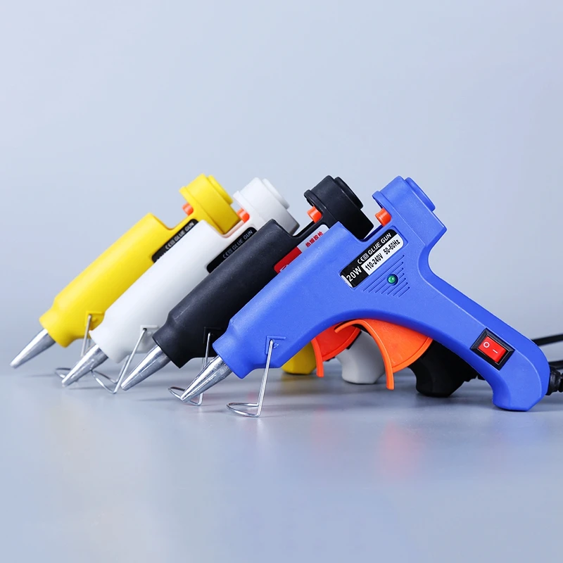 20W Glue Gun Mini Hot Melt EU Plug for DIY Thermo Electric Heat Temperature Tool with 2pcs Glue Stick 7mm Silicone Adhesive (11)