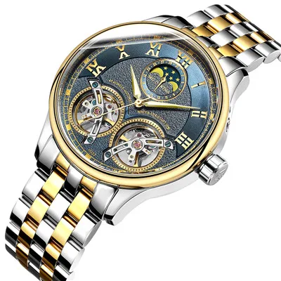 Двойной турбийон, швейцарские часы ORKINA, оригинальные мужские автоматические часы, модные мужские механические наручные часы с кожаным ремешком - Цвет: B6