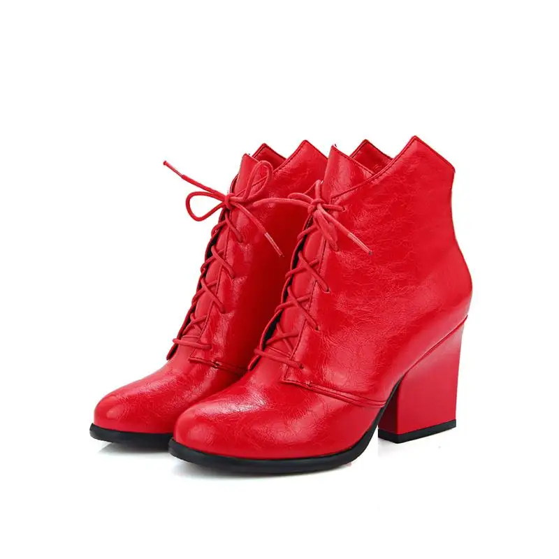 Smeeroon/Новое поступление Ботильоны для женщин на шнуровке Простые зимние ботинки с