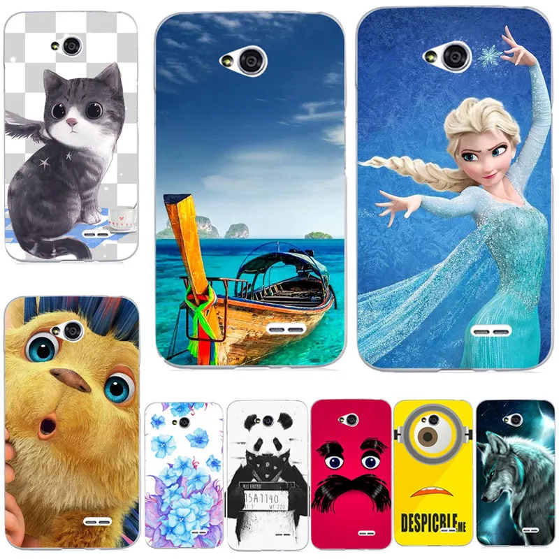 

Fashion Cartoon Case For LG Optimus L65 Dual D285 D280 L70 D325 D320 L80 L90 L9 F60 Phone Bag Cat Landscape Drawing Back Cover