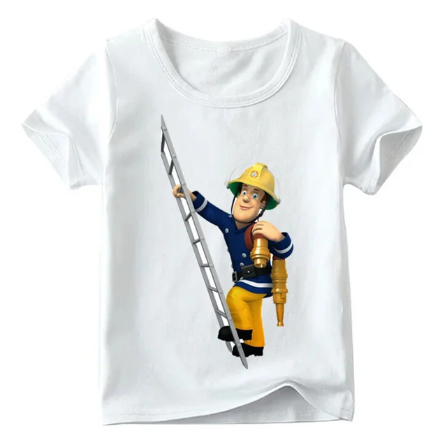 Children Cartoon Fireman Sam Funny T shirt Baby Boys/Girls Summer Tops