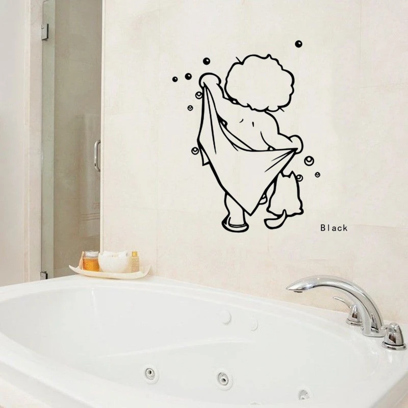 High Quality Bathroom Wall Decal Window Funny Shower Man Wall Stickers