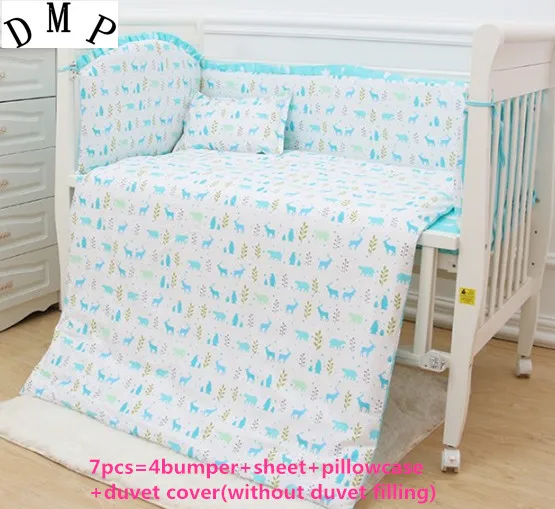 

Promotion! 6/7PCS cot baby bedding set baby bed set cartoon baby crib set ,Duvet Cover,120*60/120*70cm