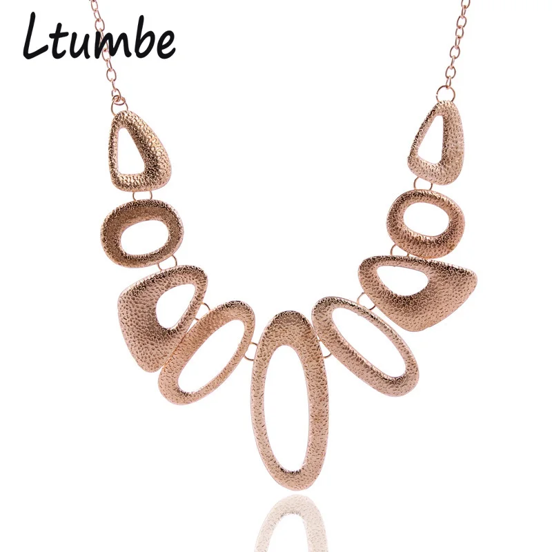 

Ltumbe 2017 New Maxi Gold Silver Geometric Scrub Hollow Oval Collares Choker Necklaces & Pendants For Women Statement Jewelry