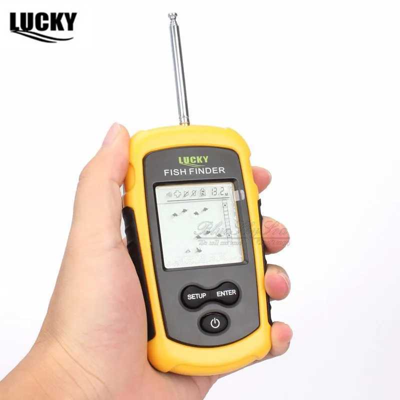 Lucky اللاسلكية الاستشعار سونار المحمولة صياد السمك أسلم FFW1108-1 100 m إنذار 40 M/130FT عمق المحيط نهر Fishfinder ل الصيد