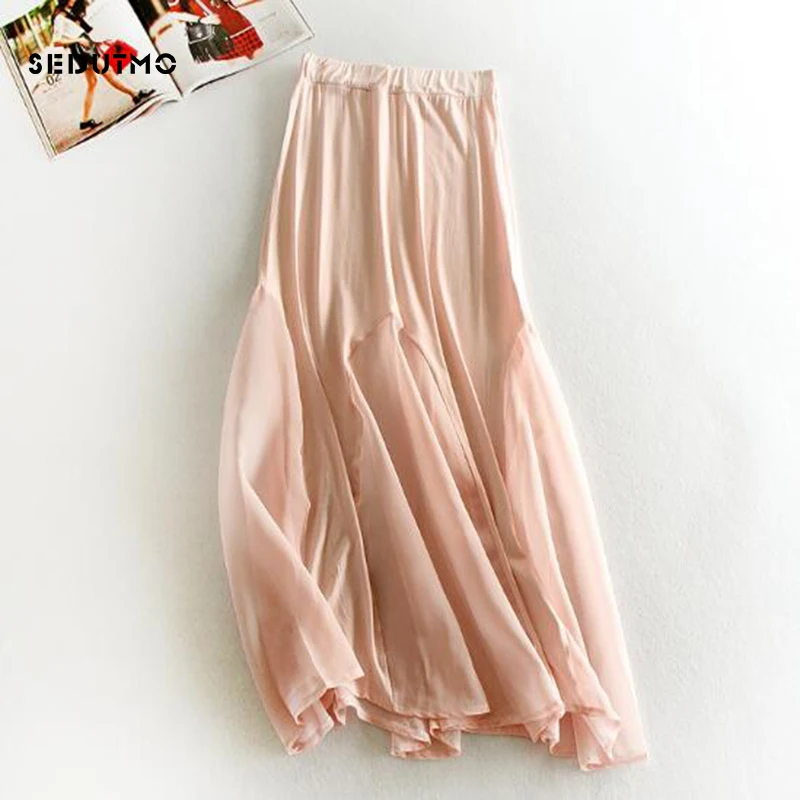 SEDUTMO Летняя женская юбка в складки юбка с высокой талией шифоновая эластичная винтажная классическая юбка-пачка миди Модальная бальная юбка ED302