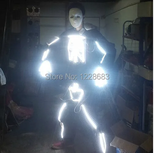 

New Arrival Led Light Suit Men light Up Costumes Skull Led Robot Suit Courier Express Free Shipping