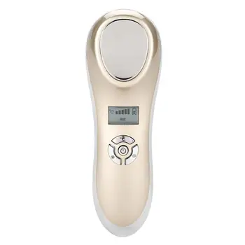 

USB Charging Ultrasonic Hot Cold Hammer Skin Tighten Device Facial Vibration Massager Face Lifting Beauty Machine Golden
