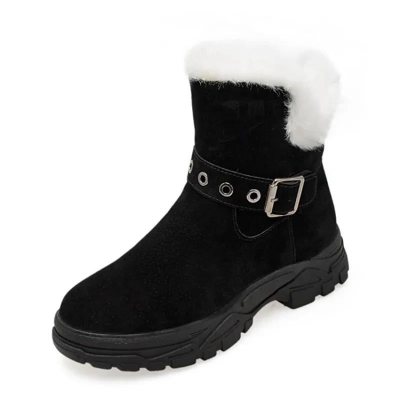 COOTELILI Warm Fur Ankle Boots For Women Winter Shoes Buckle Rubber Platform Fleece Snow Boots Women Comfortable Shoes Female  (2)