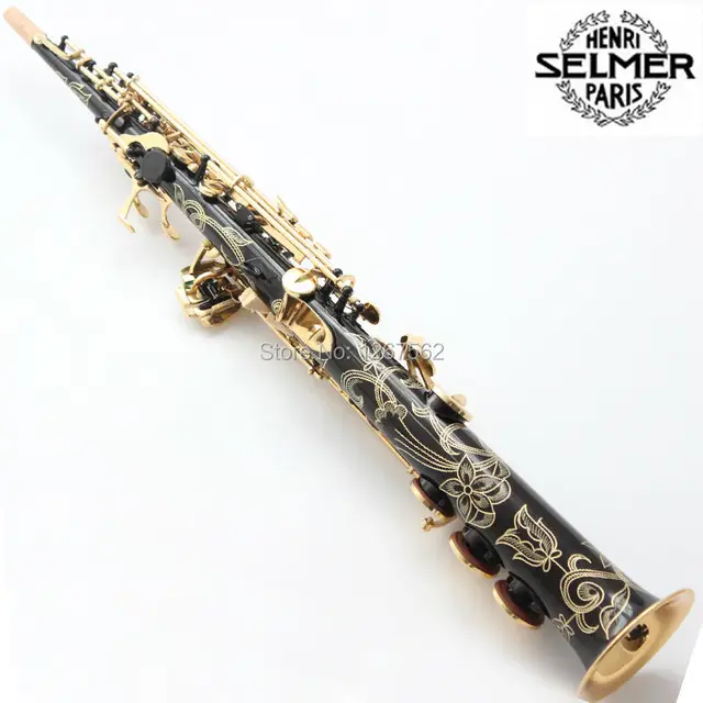 Best price at $290 Cheap Brand New France Selmer Straight Soprano Saxophone 802 Black Nickel Gold Professional B Sax mouthpiece With Case and Accessories
