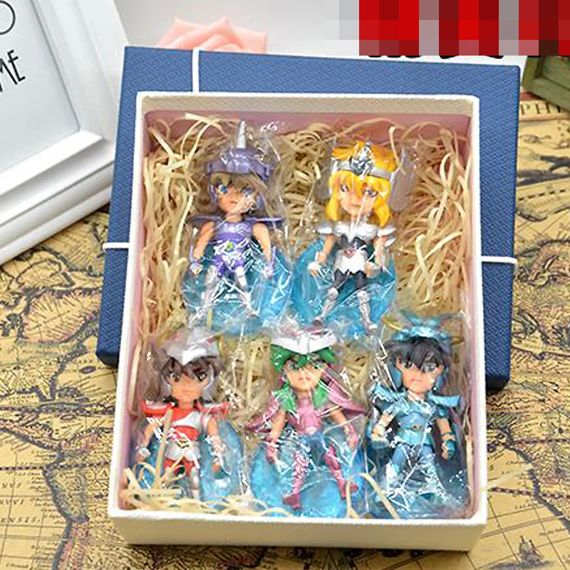 In Gift Box 10cm 5pcs/set Q version Saint Seiya jabu shun hyoga Shiryu PVC Action Figure toys