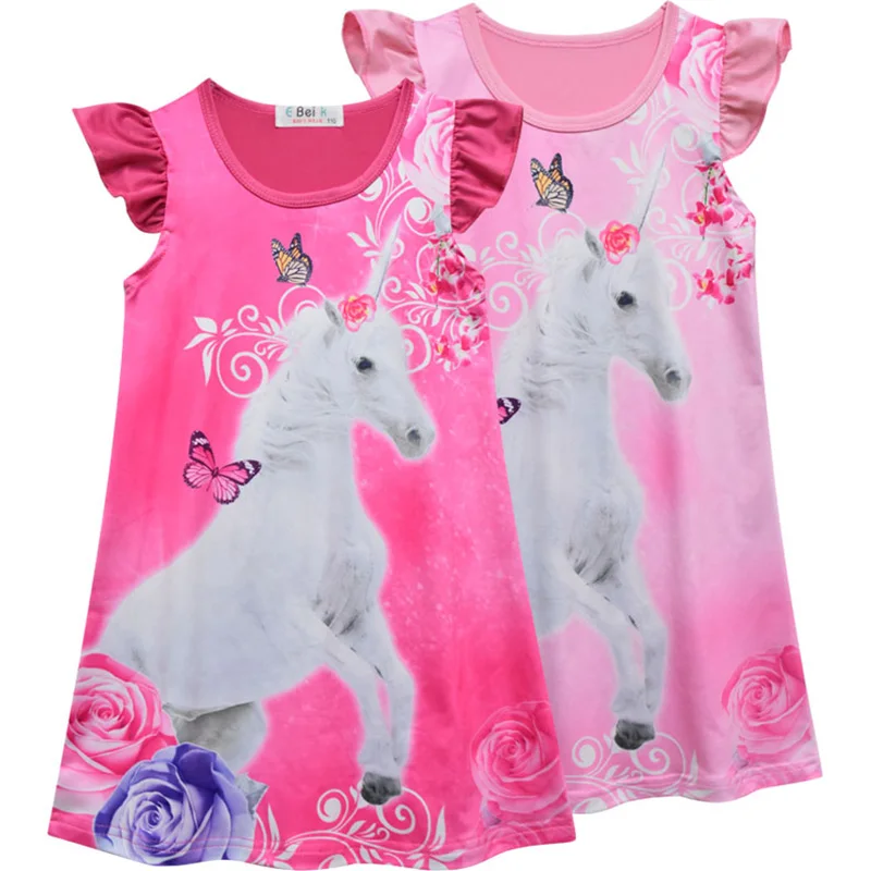 Г. Летняя ночная рубашка с короткими рукавами для девочек детское ночное платье принцессы, милое детское платье для сна с рисунком единорога для детей от 3 до 8 лет