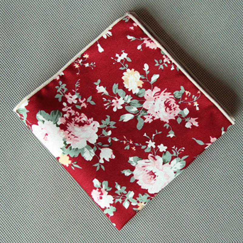 

Vintage Ladies Cotton Floral Pocket Handkerchiefs Casual Men's Printing Hanky Pocket Square Towel For Wedding