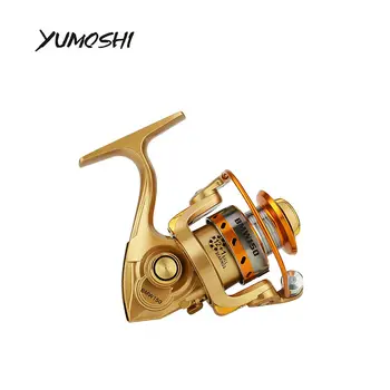 

YUMOSHI Mini Fishing Reel BMW150 12+1 BB Sea Small Spinning Champagne Gold 5.2:1 Gear Ratio 170g Metal 2018 New Pesca