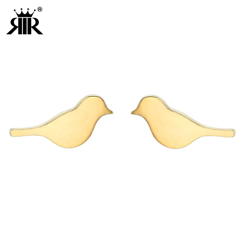 

RIR Classic Animal Bird Stud Earrings Stainless Steel High Polish Gold Animal Bird Women Earring Simple Design