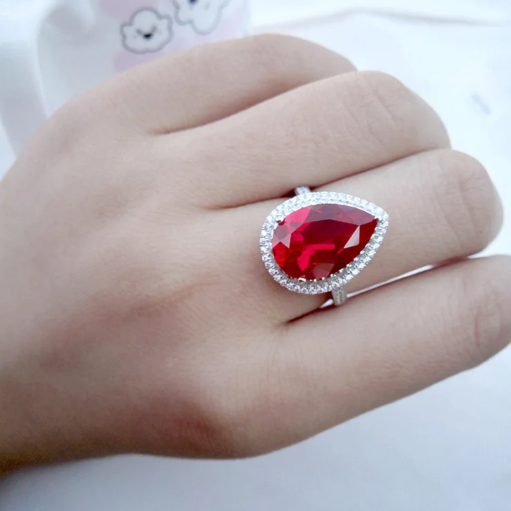 S925 sterling silver ruby rings for women 2017 NEW luxury wedding ring