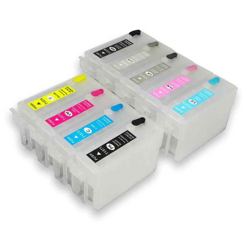 9 COLORS T157 Refillable Ink cartridges For Epson Stylus Photo R3000