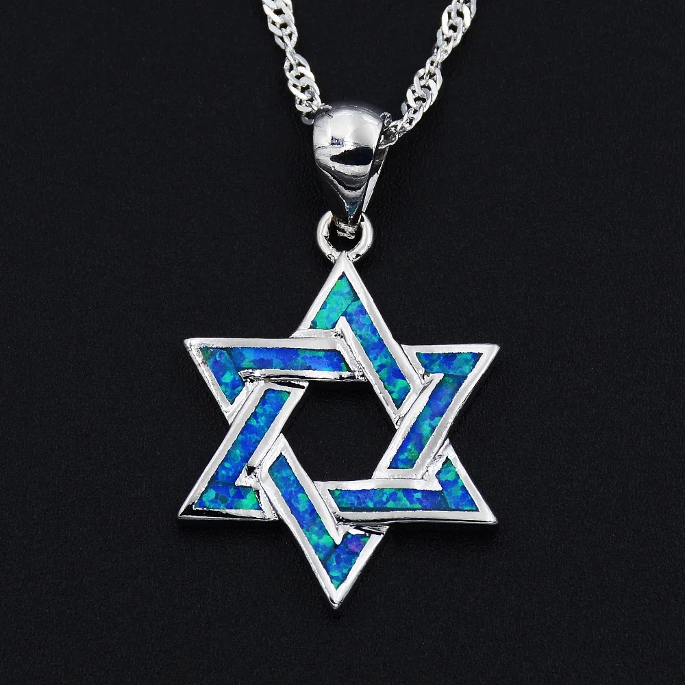 New Arrival Star of David Fire Opal Chai Hebrew Jewish Pendant Necklace