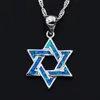 Star of David Blue Opal Chai Hebrew Jewish Pendant Necklace 6