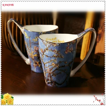 

1pcs Ceramic Coffee Cup Fine Bone China Porcelain Cup Afternoon Tea Mugs Large Capacity Retro Couple Gift Mugs 5ZDZ316