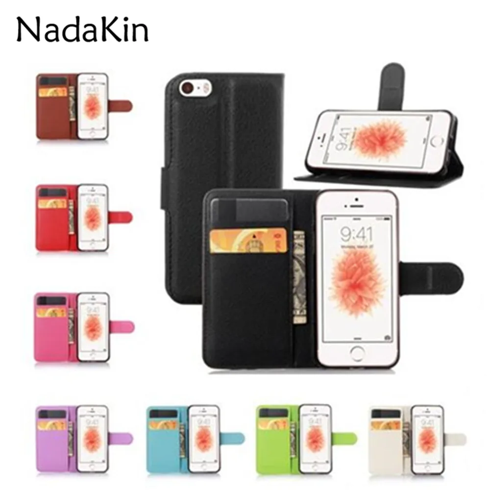 

Wallet Flip PU Leather Phone Case Cover for iPhone 4 4S 4G 5 5G 5S SE 5C 6 6S 7 Plus with Card Holder and Stand Function