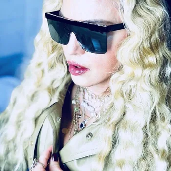 

2020 oversized half frame sunglasses women square Flat Top whole Lens glasses for men windproof uv400
