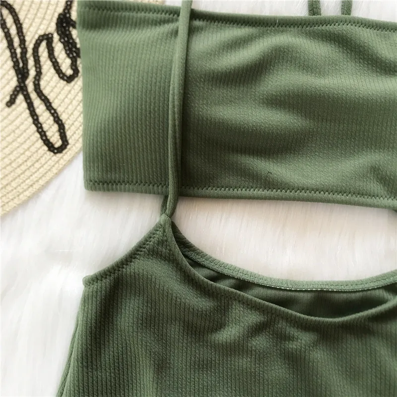 2018 New Swimwear Brazilian Sexy Solid Irregular Strap Bikini Set Women Swimming Wear Bathing Suit Biquini Maillot De Bain6